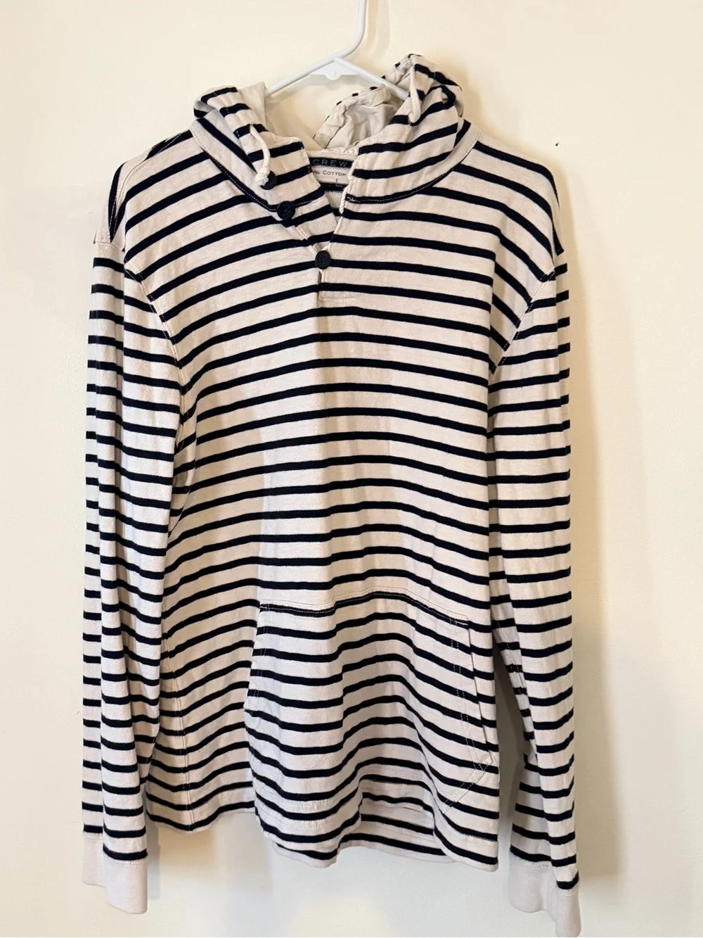 J. Crew Striped Hooded Pullover - Black & Cream